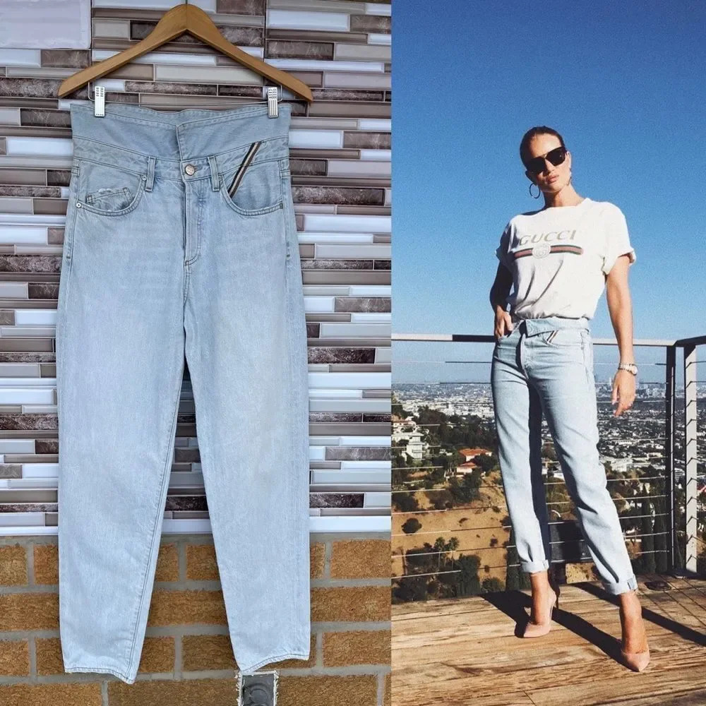 JEAN ATELIER Flip Fold-over High-rised Straight-leg Jeans 28